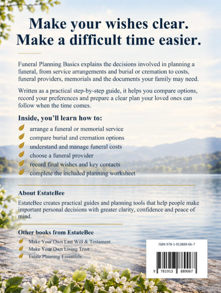 Funeral Planning Basics – back cover and contents overview