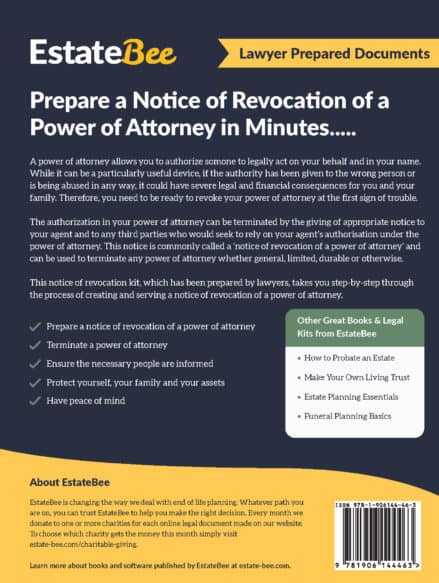 Revocation of Power of Attorney Kit Back Cover