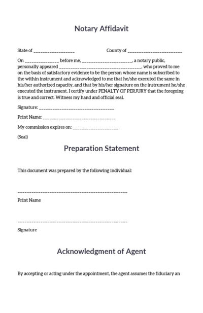 Limited Power of Attorney Form Finance, Property and Real Estate. Notary Affidavit