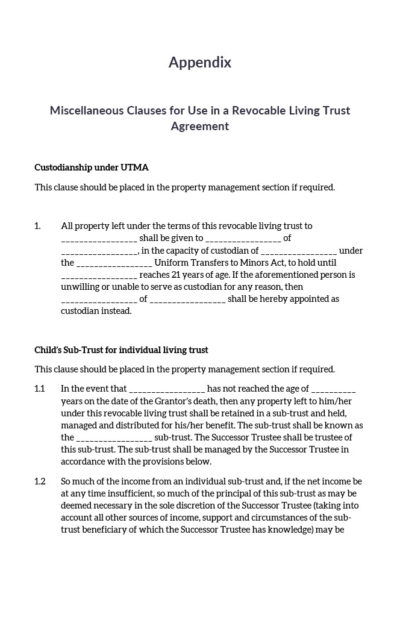 Revocable Living Trust Agreement - Married Couple - Avoid Probate